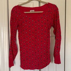 Vintage Aerie Red floral thin thermal long sleeve top XS